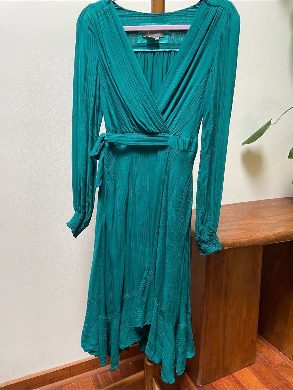 Anthropologie Boswell Textured Midi Dress with Long Sleeves